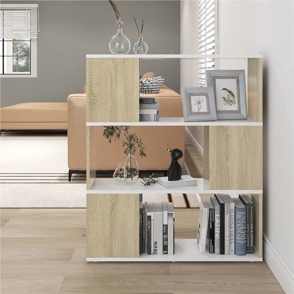 

Book Cabinet Room Divider White&Sonoma Oak 80x24x94cm Chipboard