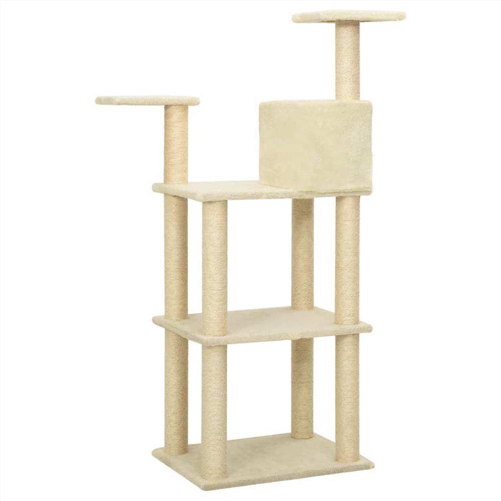 Cat Tree with Sisal Scratching Posts Cream 119 cm