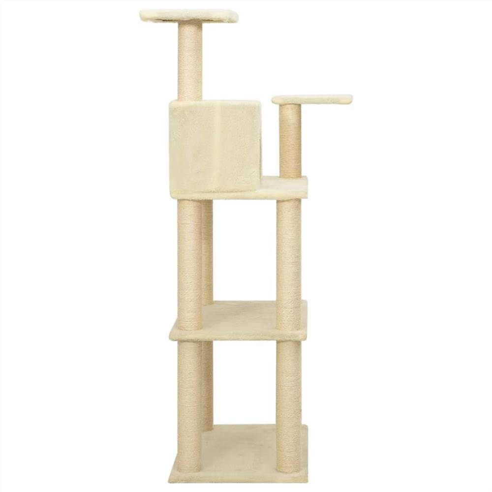 Cat Tree with Sisal Scratching Posts Cream 119 cm