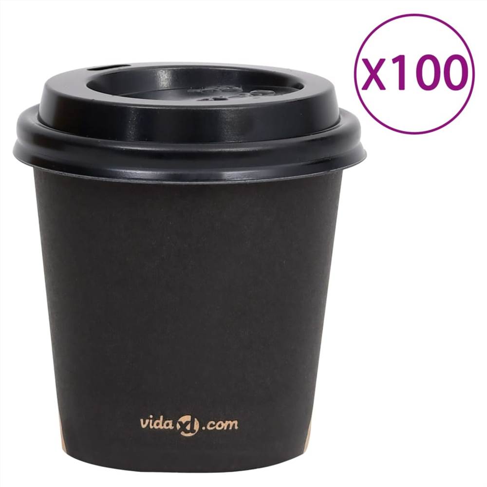 

Coffee Paper Cups with Lids 120 ml 100 pcs Black