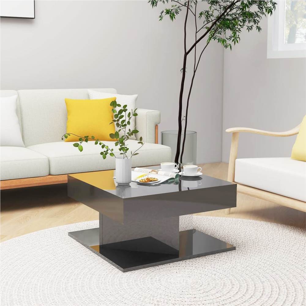

Coffee Table High Gloss Grey 57x57x30 cm Chipboard