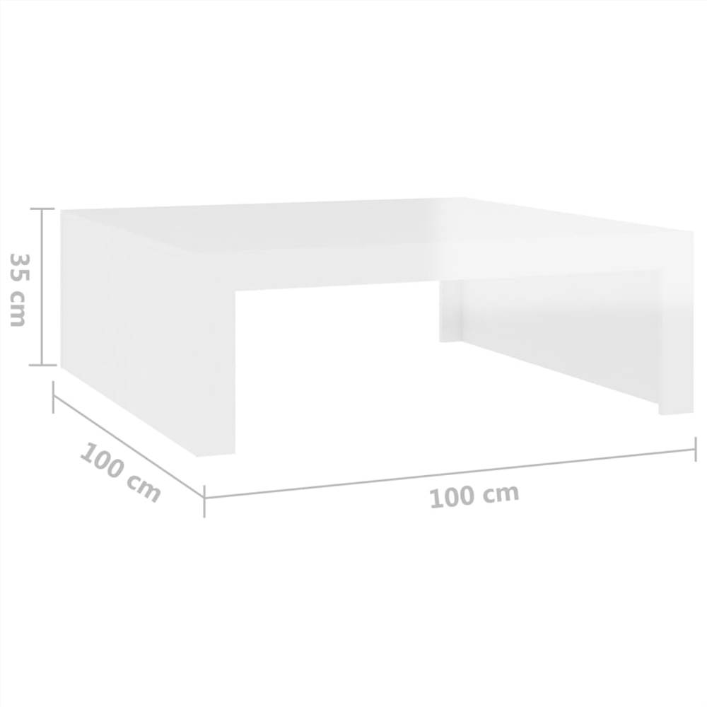 Coffee Table High Gloss White 100x100x35 cm Chipboard