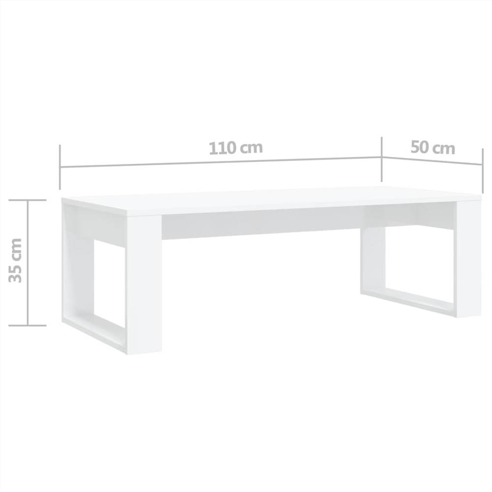 Coffee Table High Gloss White 110x50x35 cm Chipboard
