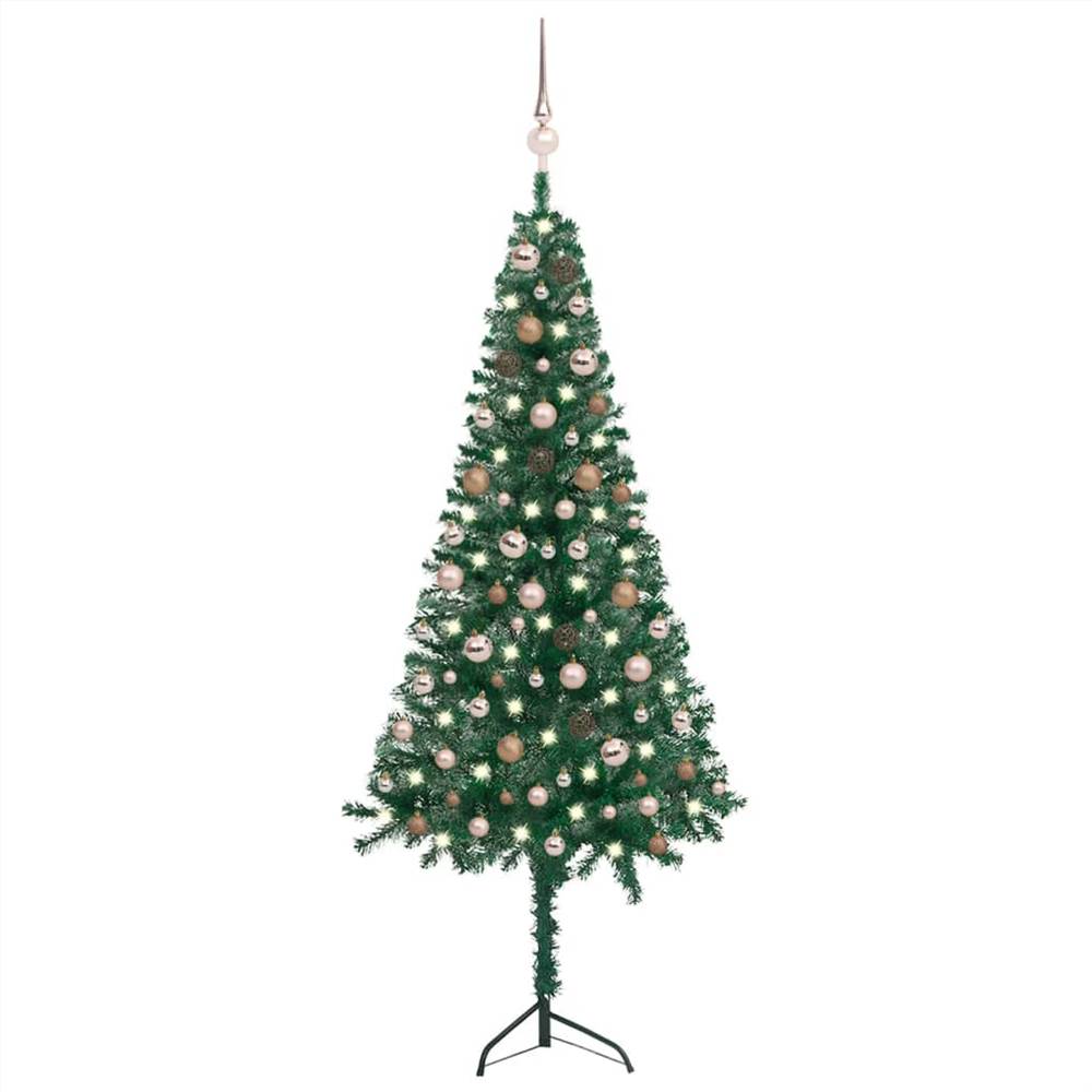 

Corner Artificial Christmas Tree LEDs&Ball Set Green 180 cm PVC