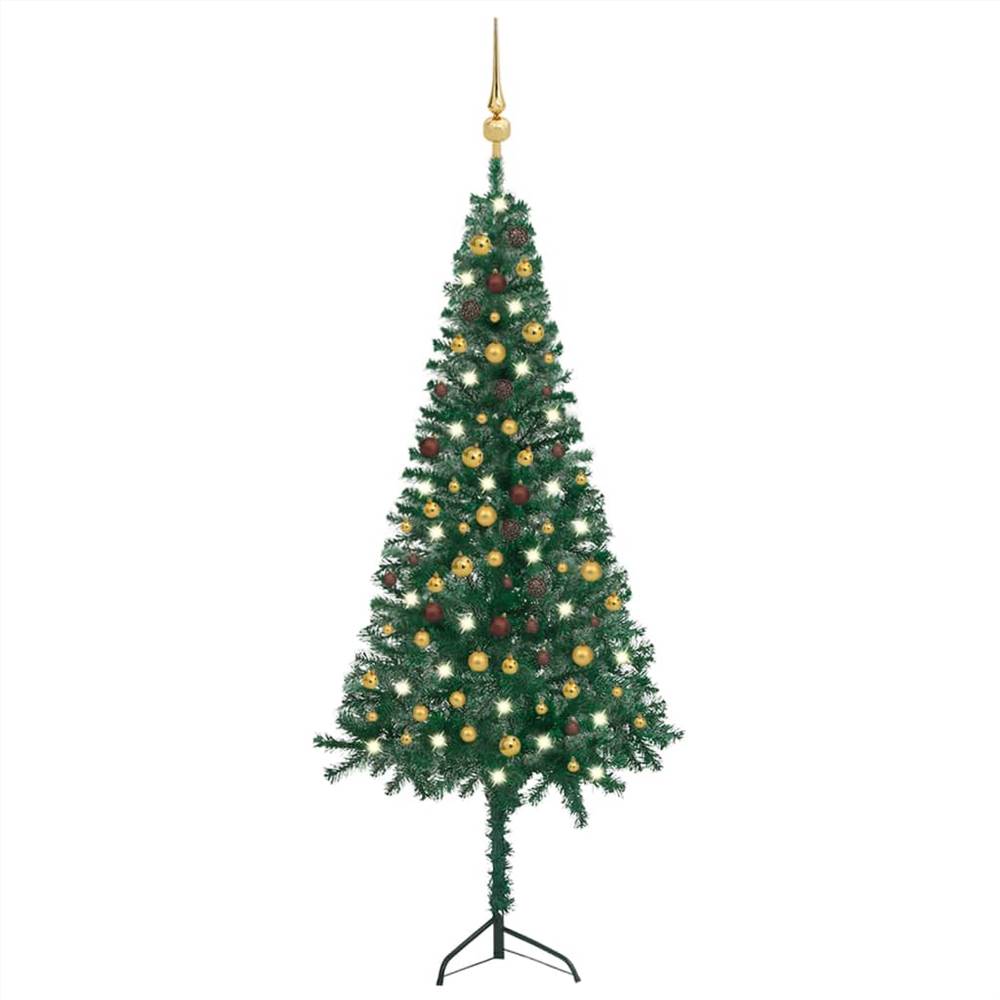 

Corner Artificial Christmas Tree LEDs&Ball Set Green 240 cm PVC