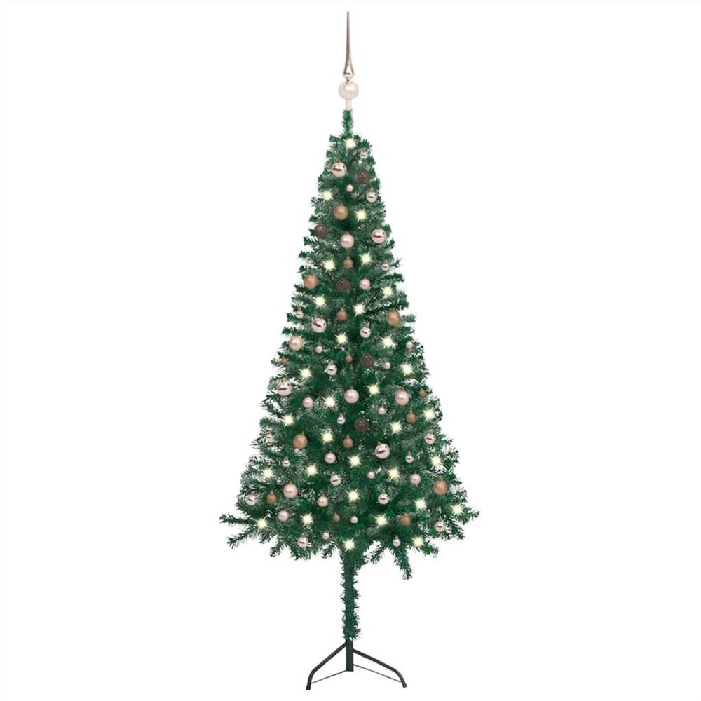 

Corner Artificial Christmas Tree LEDs&Ball Set Green 240 cm PVC