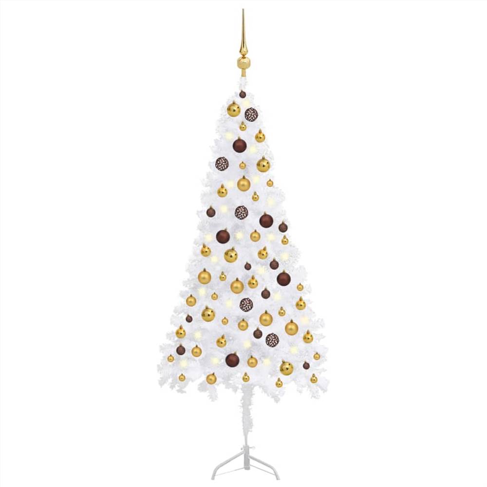 

Corner Artificial Christmas Tree LEDs&Ball Set White 120 cm PVC