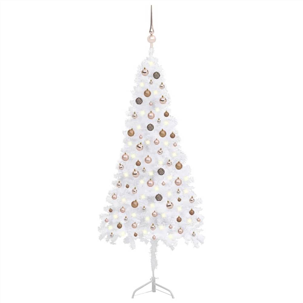 

Corner Artificial Christmas Tree LEDs&Ball Set White 210 cm PVC