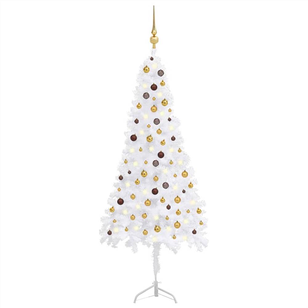 

Corner Artificial Christmas Tree LEDs&Ball Set White 240 cm PVC