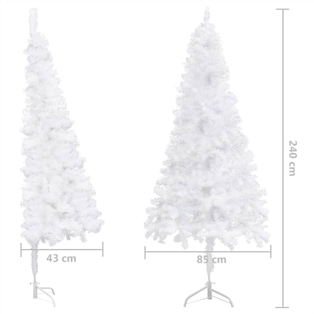 Corner Artificial Christmas Tree LEDs&Ball Set White 240 cm PVC