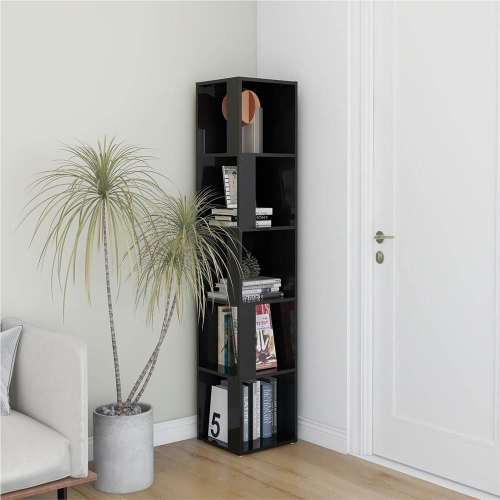 

Corner Cabinet High Gloss Black 33x33x164.5 cm Chipboard