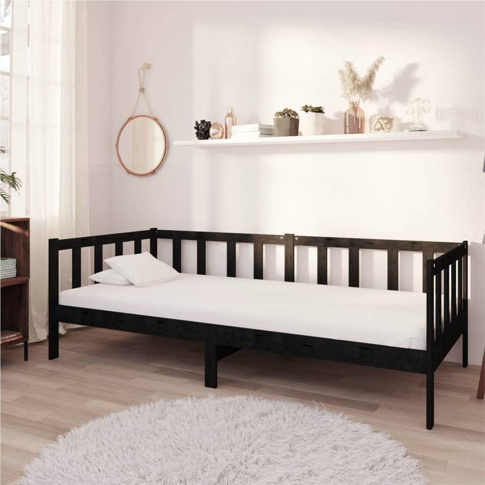 

Day Bed Black Solid Pinewood 90x200 cm