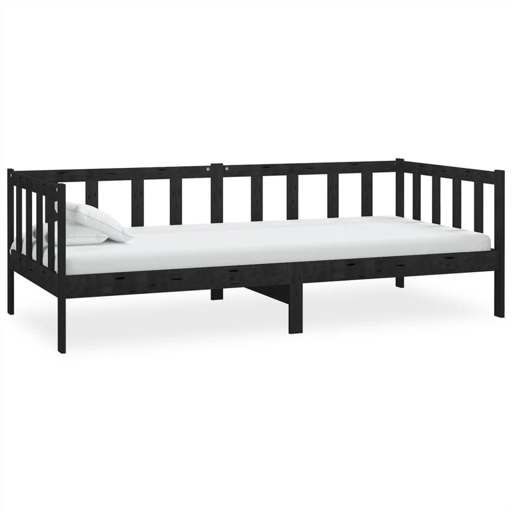 Day Bed Black Solid Pinewood 90x200 cm