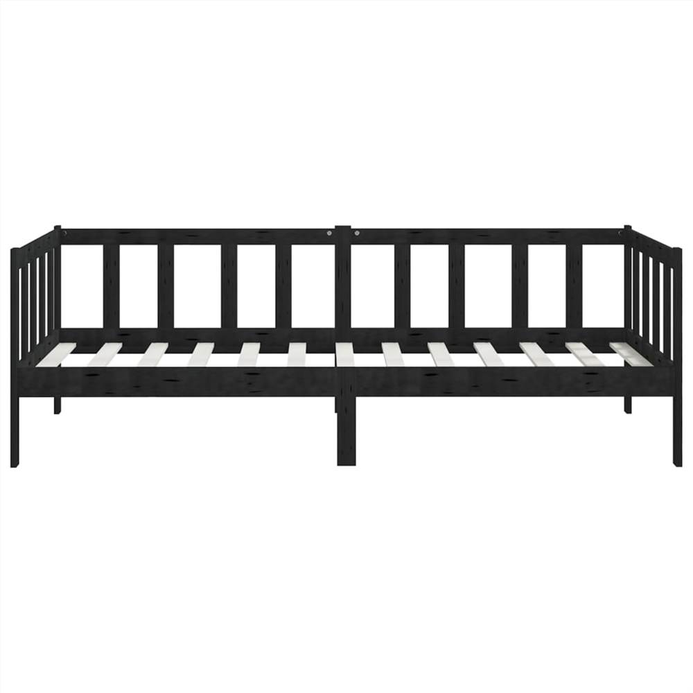 Day Bed Black Solid Pinewood 90x200 cm