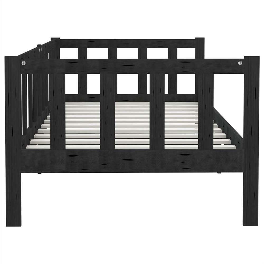 Day Bed Black Solid Pinewood 90x200 cm