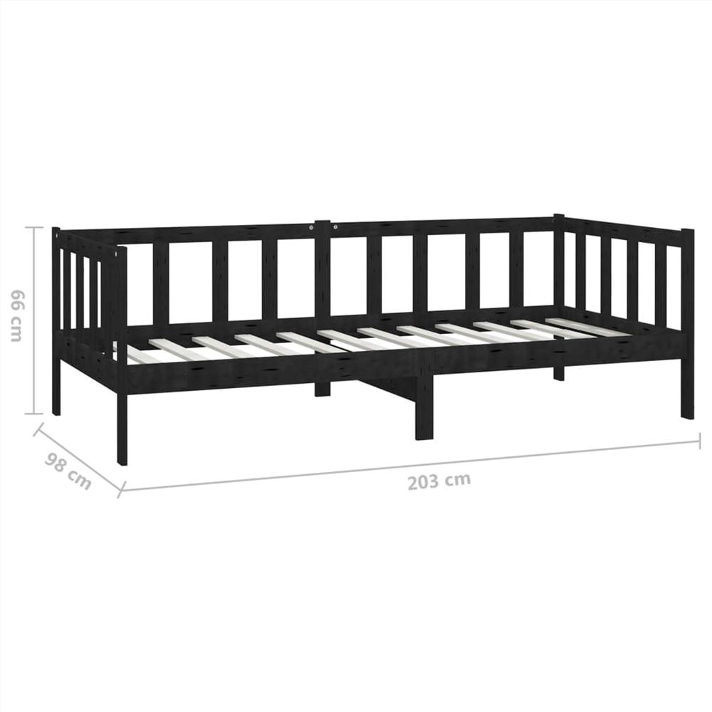 Day Bed Black Solid Pinewood 90x200 cm
