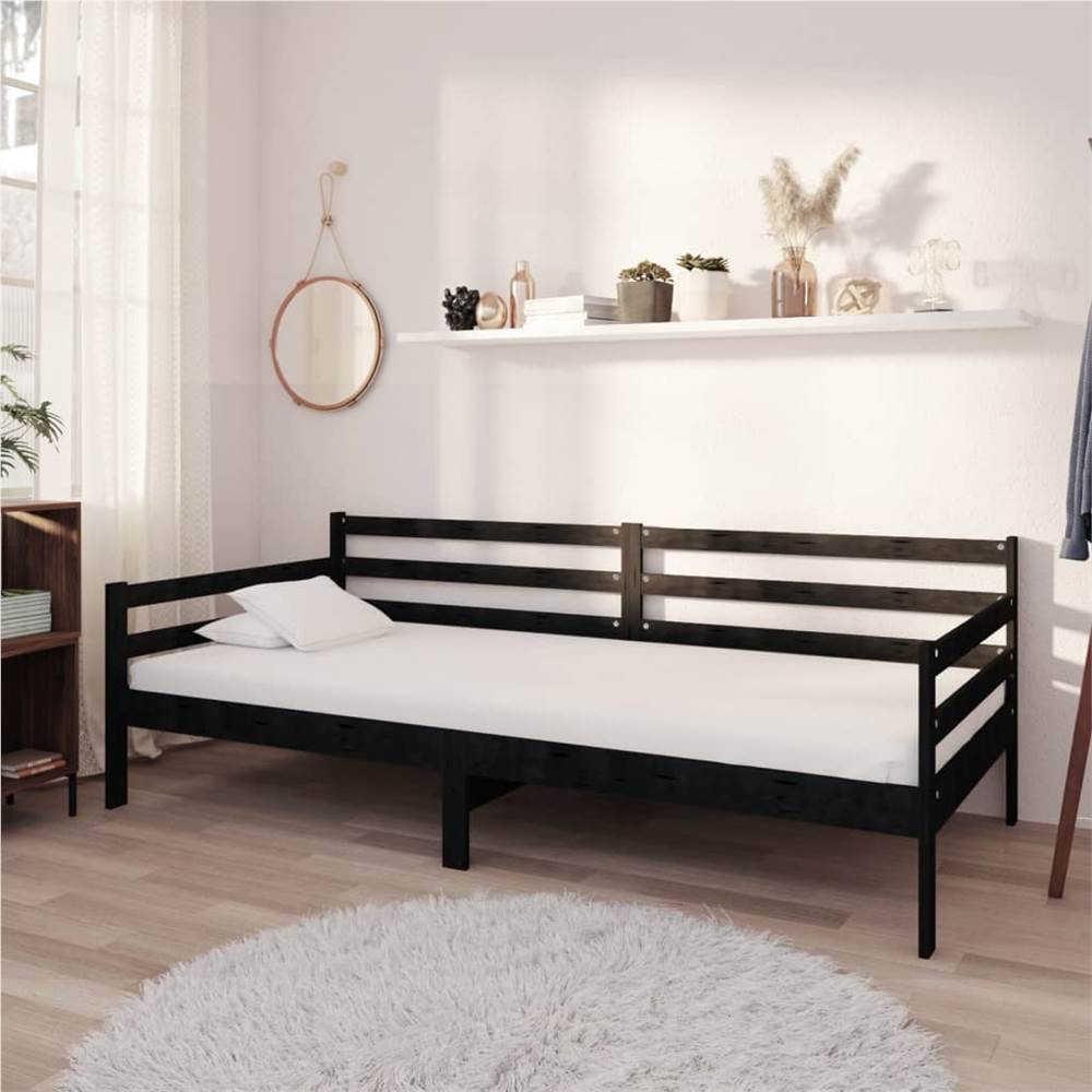 

Day Bed Black Solid Pinewood 90x200 cm