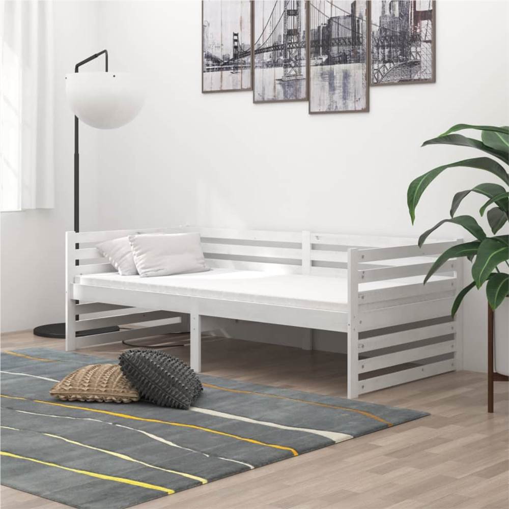 

Day Bed White Solid Pinewood 90x200 cm