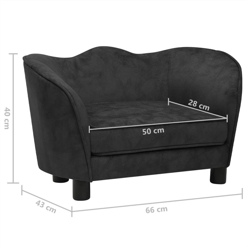 Dog Sofa Black 66x43x40 cm Plush