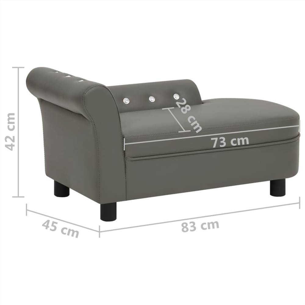Dog Sofa Grey 83x45x42 cm Faux Leather