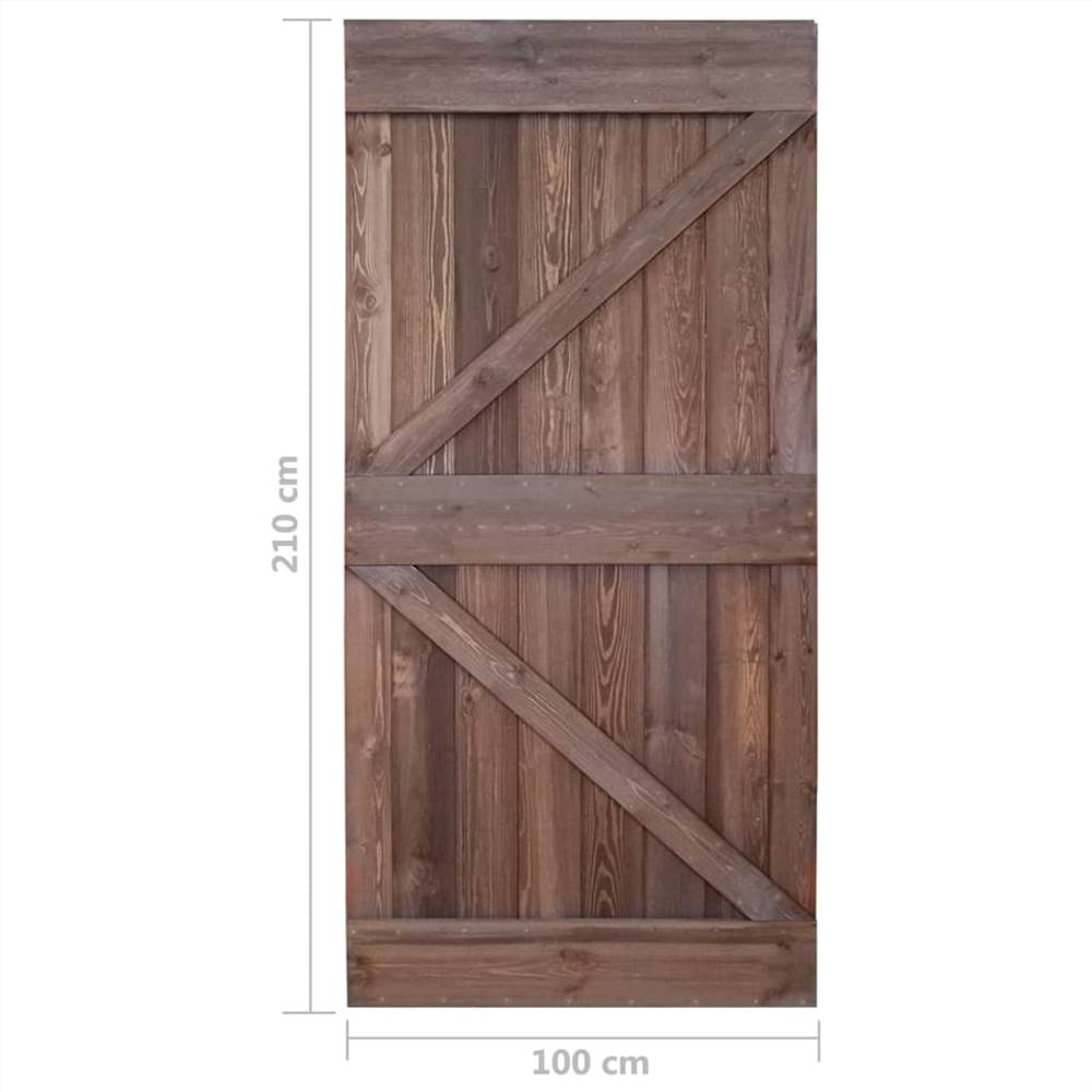Door 100x210 cm Solid Pine Wood Dark Brown