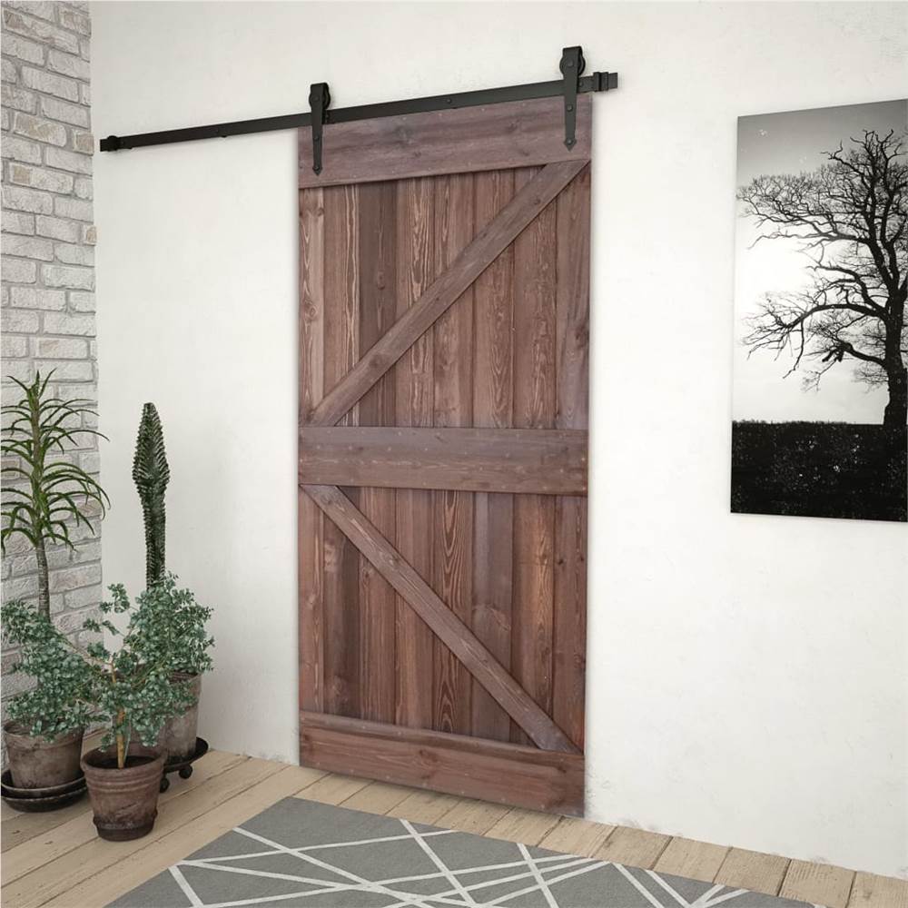 

Door 80x210 cm Solid Pine Wood Dark Brown