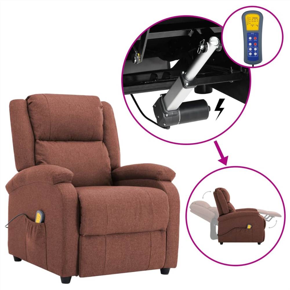 

Electric Massage Recliner Brown Fabric