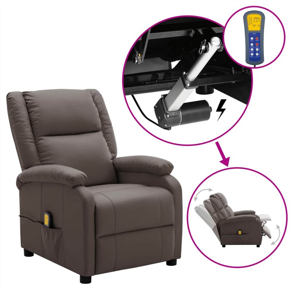 

Electric Massage Recliner Brown Faux Leather