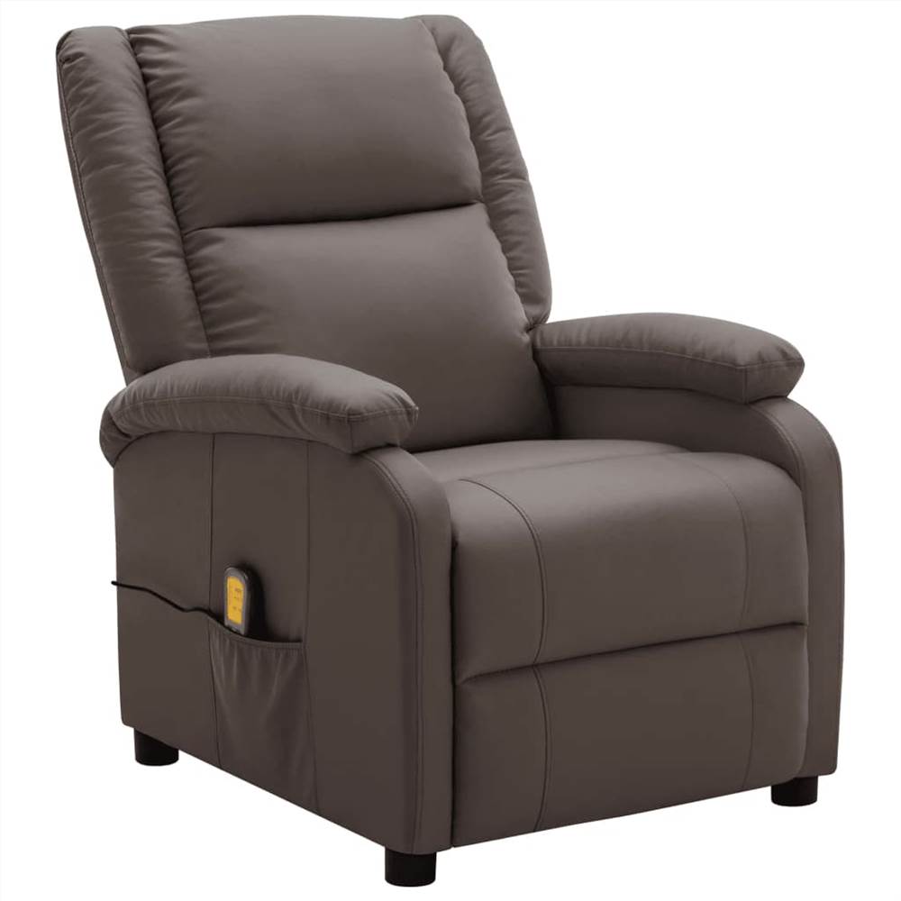 Electric Massage Recliner Brown Faux Leather