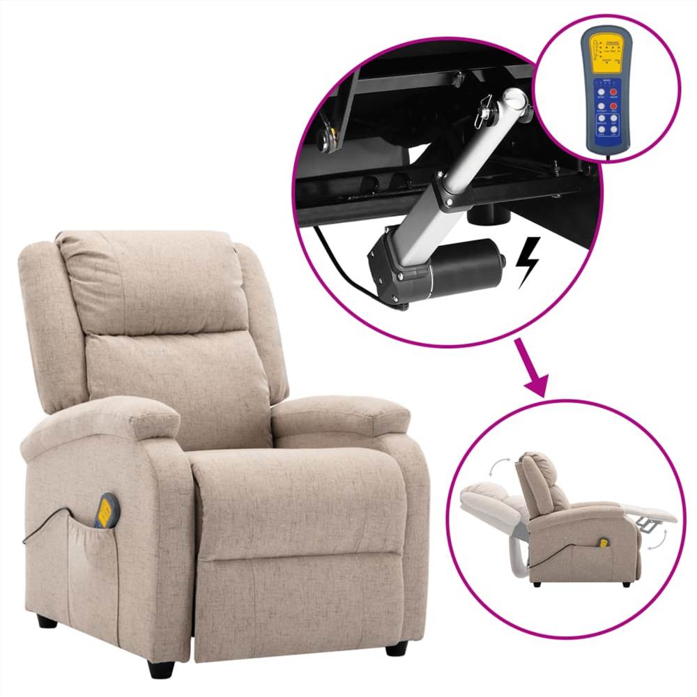 

Electric Massage Recliner Cream Fabric