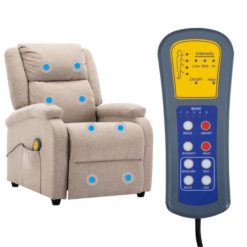 Electric Massage Recliner Cream Fabric