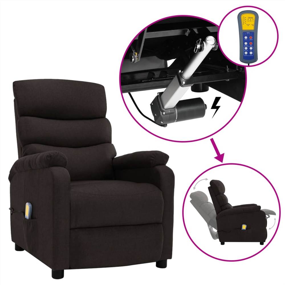 

Electric Massage Recliner Dark Brown Fabric
