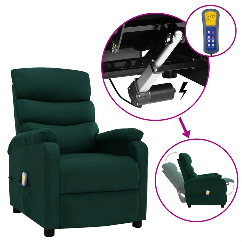 

Electric Massage Recliner Dark Green Fabric