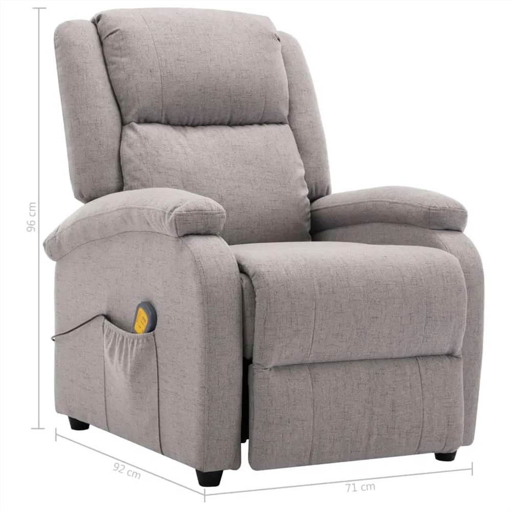 Electric Massage Recliner Light Grey Fabric