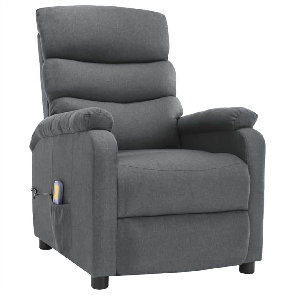 Electric Massage Recliner Light Grey Fabric