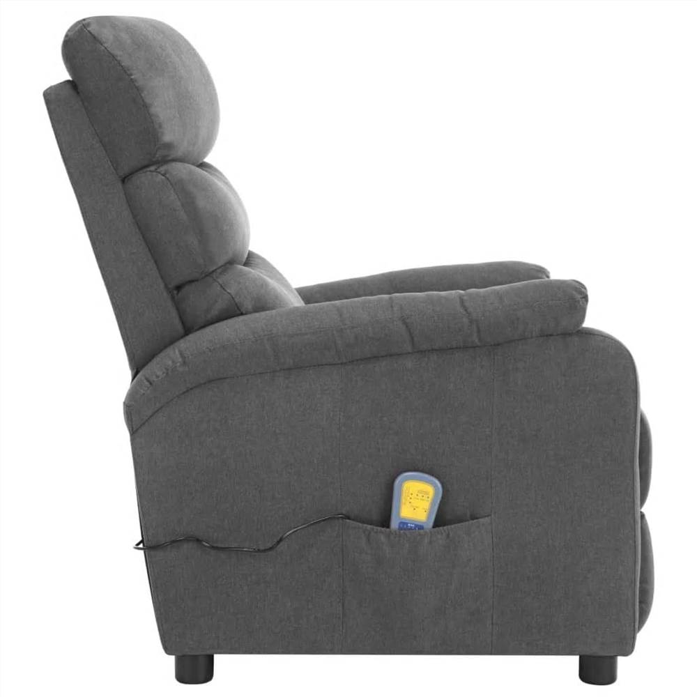 Electric Massage Recliner Light Grey Fabric
