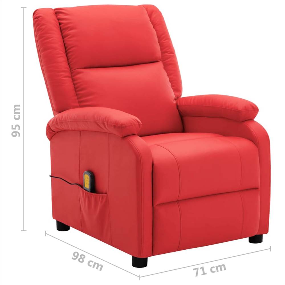 Electric Massage Recliner Red Faux Leather