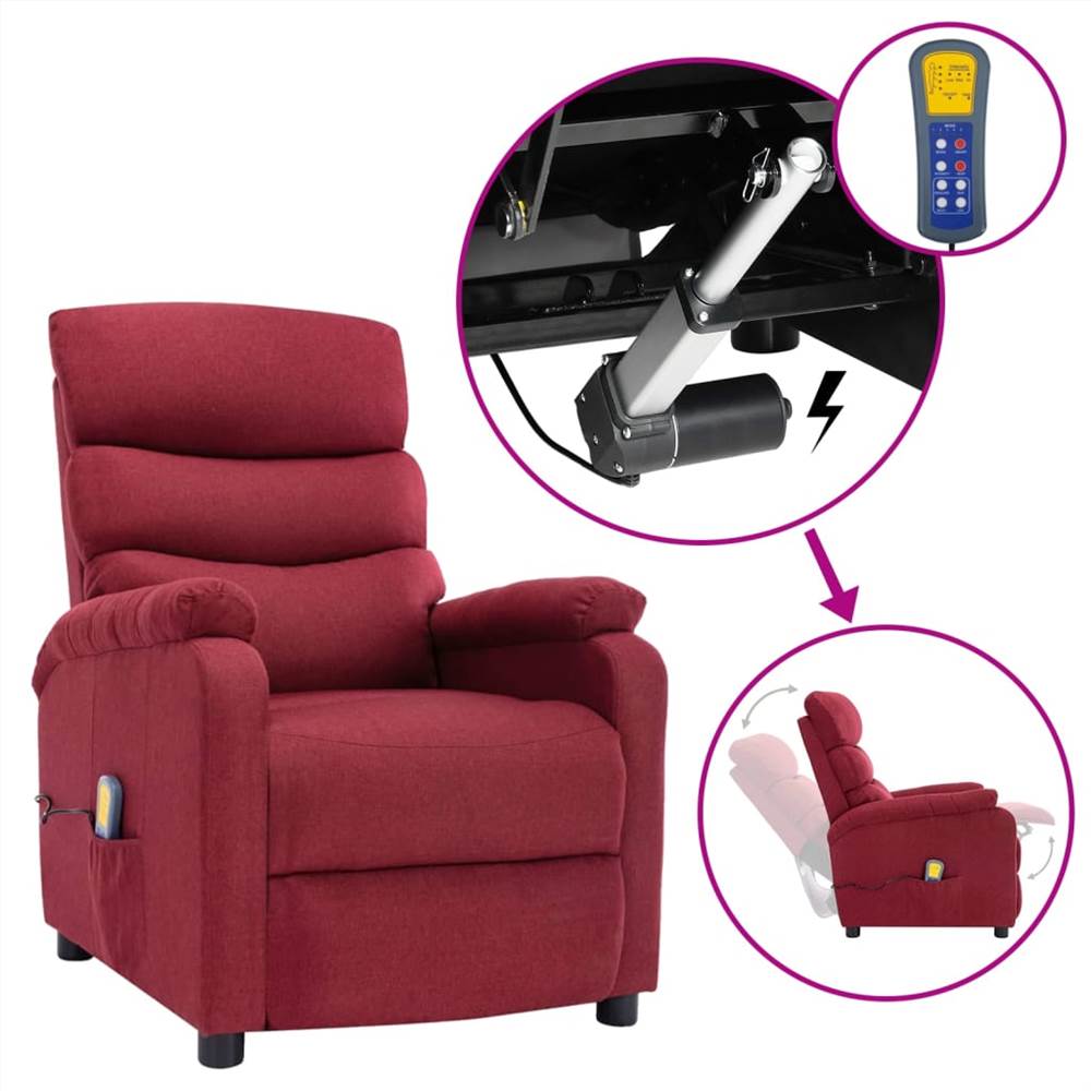 

Electric Massage Recliner Wine Red Fabric
