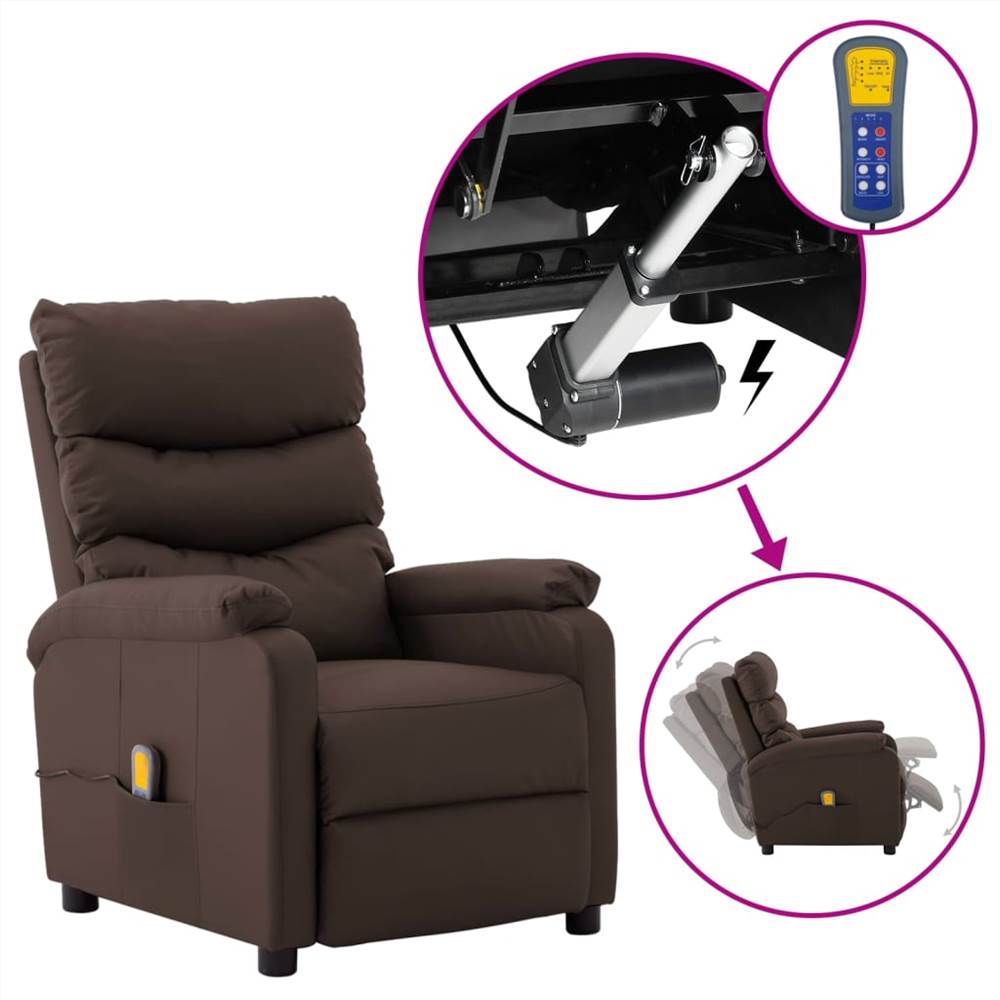 

Electric Massage Reclining Chair Brown Faux Leather