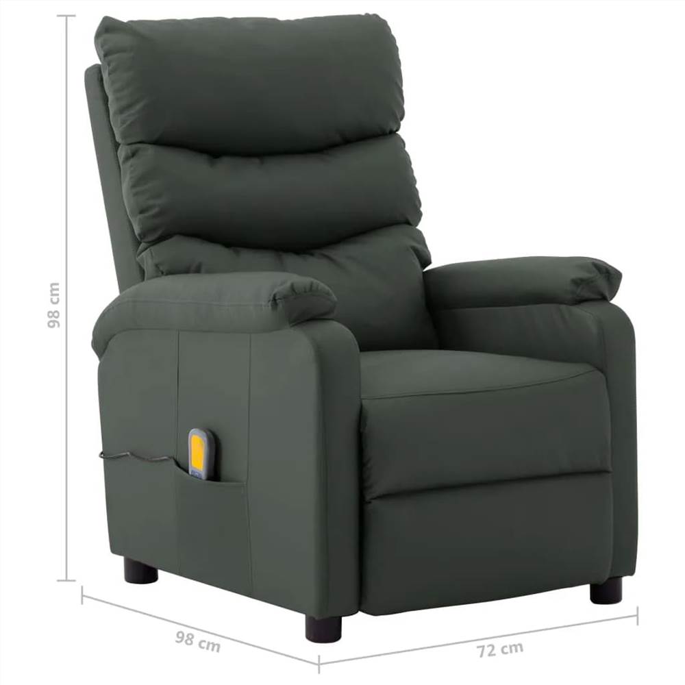 Electric Massage Reclining Chair Grey Faux Leather