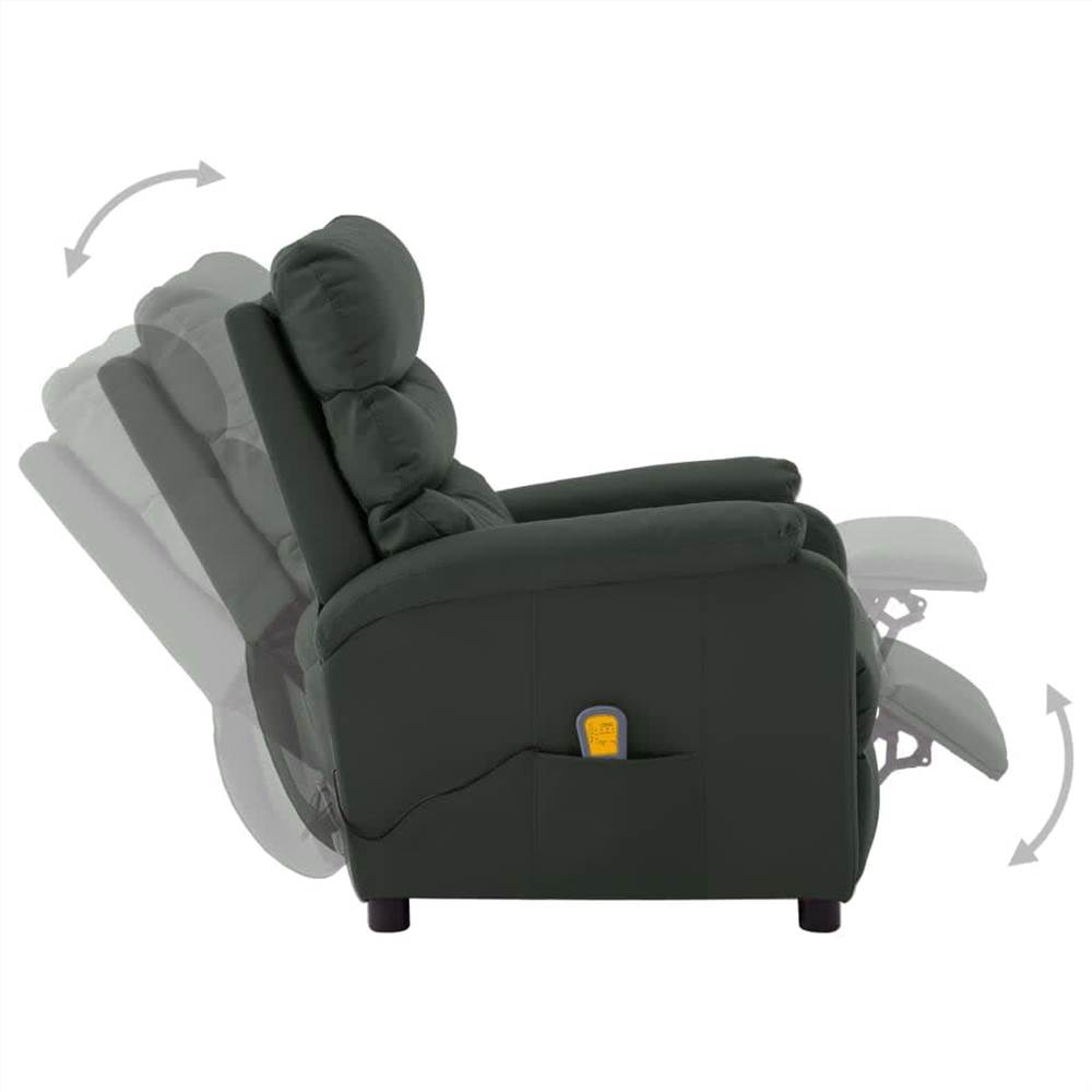 Electric Massage Reclining Chair Grey Faux Leather