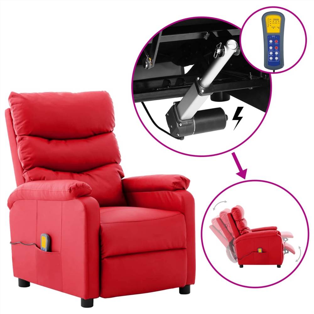 

Electric Massage Reclining Chair Red Faux Leather