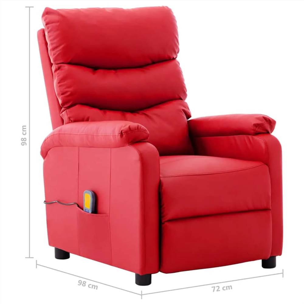 Electric Massage Reclining Chair Red Faux Leather
