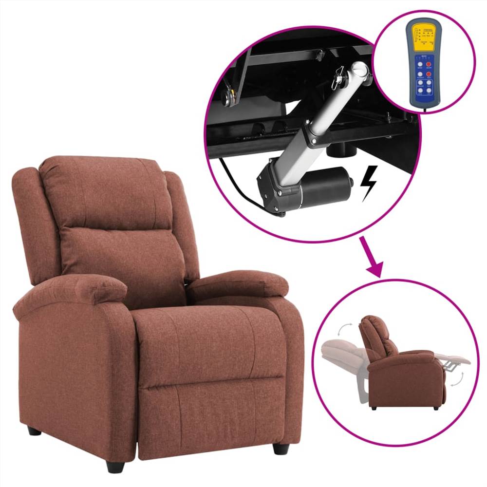 

Electric TV Recliner Chair Brown Fabric