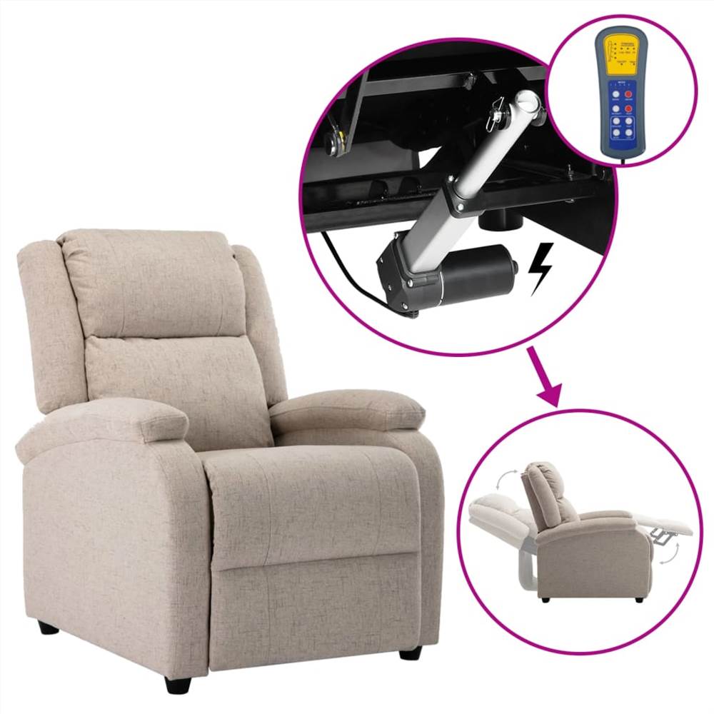 

Electric TV Recliner Chair Cream Fabric