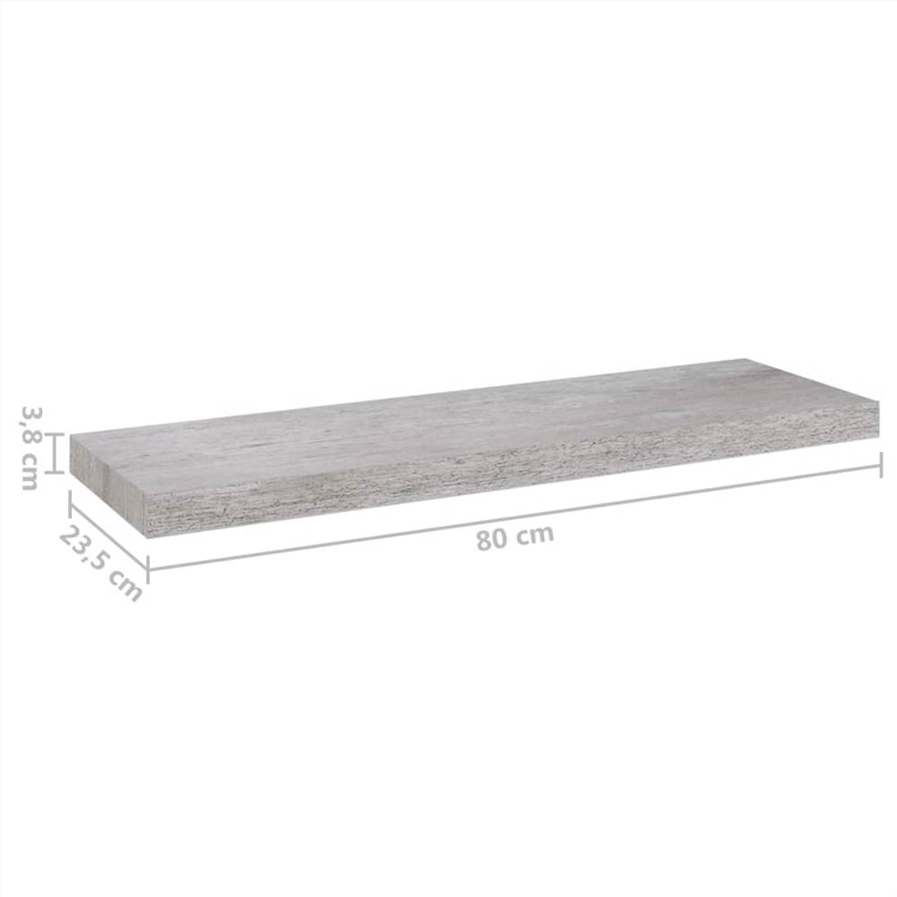 Floating Wall Shelves 2 pcs Concrete Grey 80x23.5x3.8 cm MDF