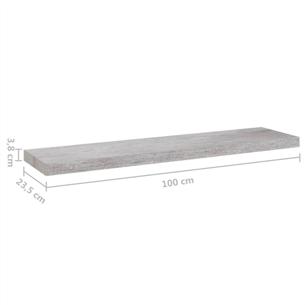 Floating Wall Shelves 4 pcs Concrete Grey 100x23.5x3.8 cm MDF