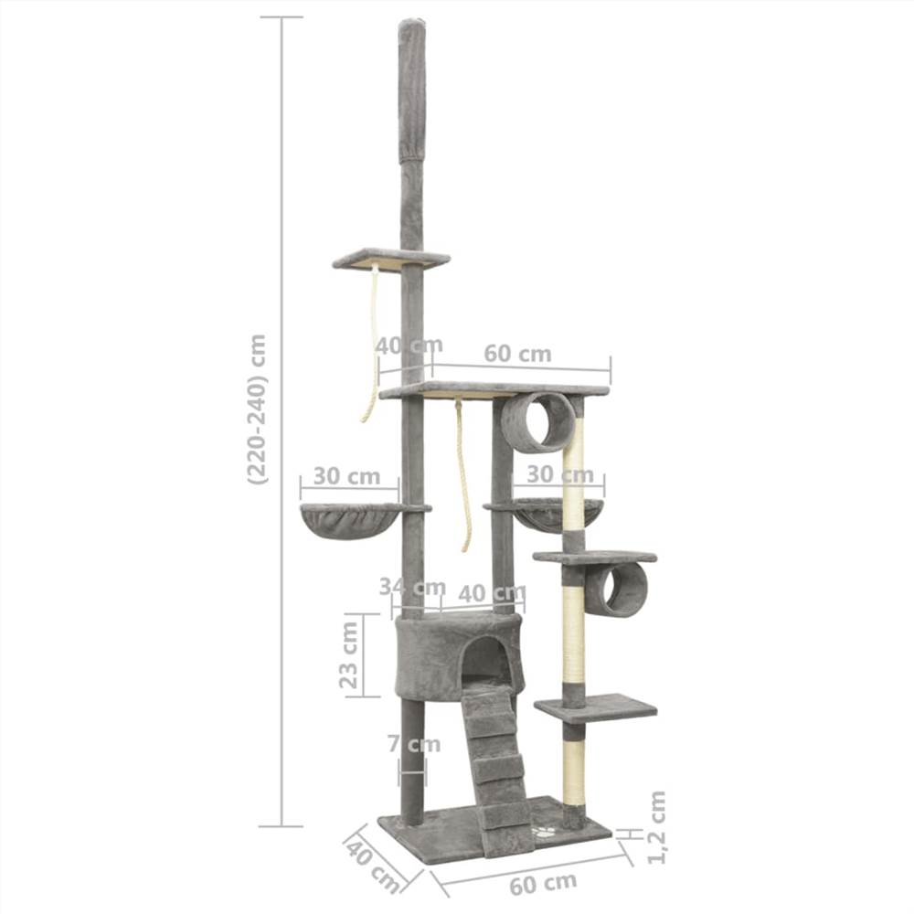 Floor to Ceiling Cat Tree Grey 220-240 cm