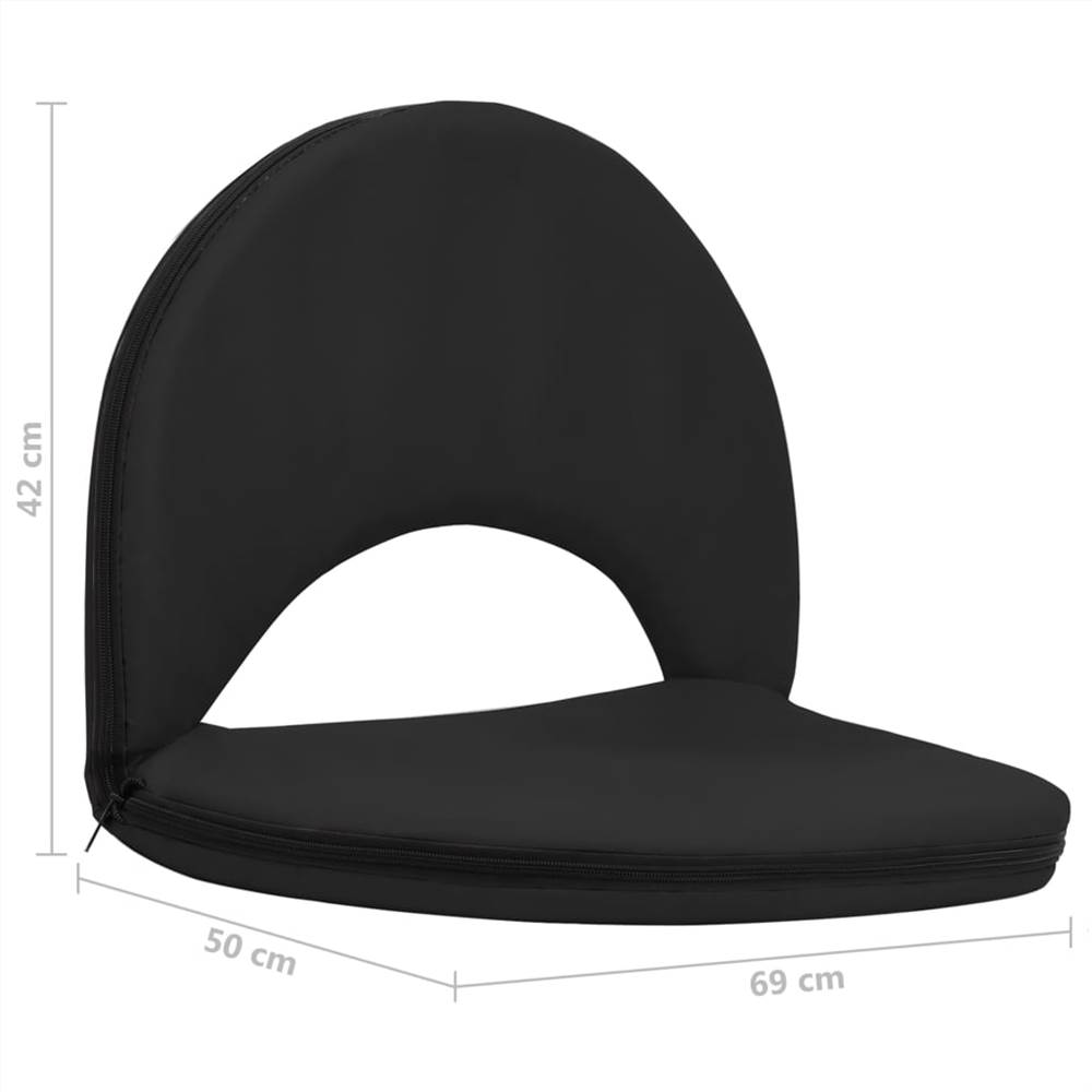 Foldable Ground Chair 2 pcs Black Steel and Fabric
