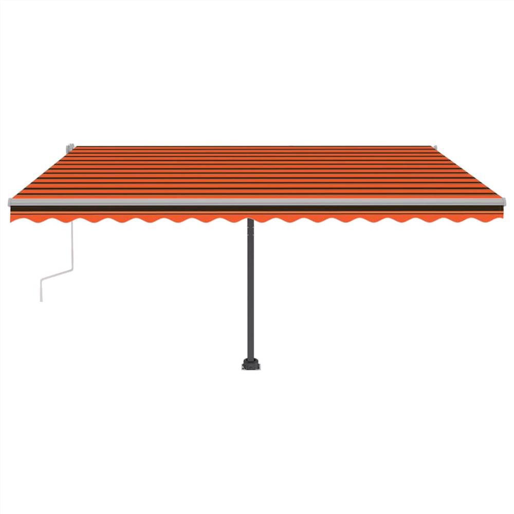 Freestanding Manual Retractable Awning 450x300 cm Orange/Brown